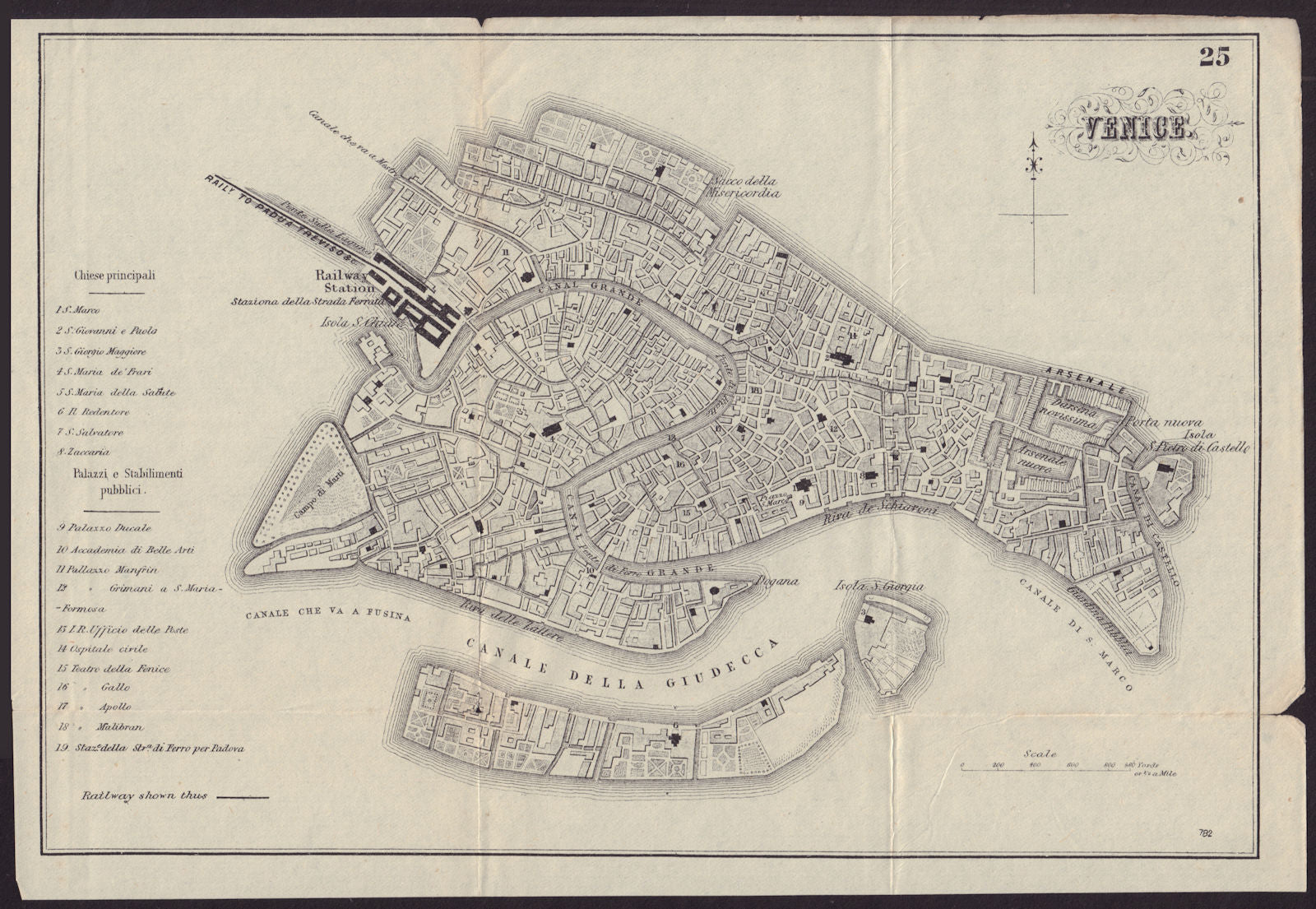 ITALY. Venice. Venezia. town city plan 1882 old antique vintage map chart